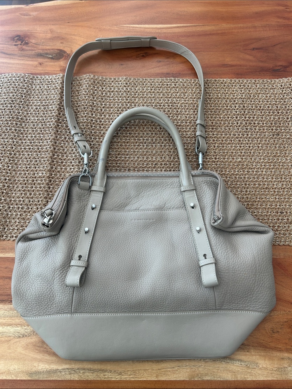 Mackage Pebbled Light Taupe Leather Satchel Purse